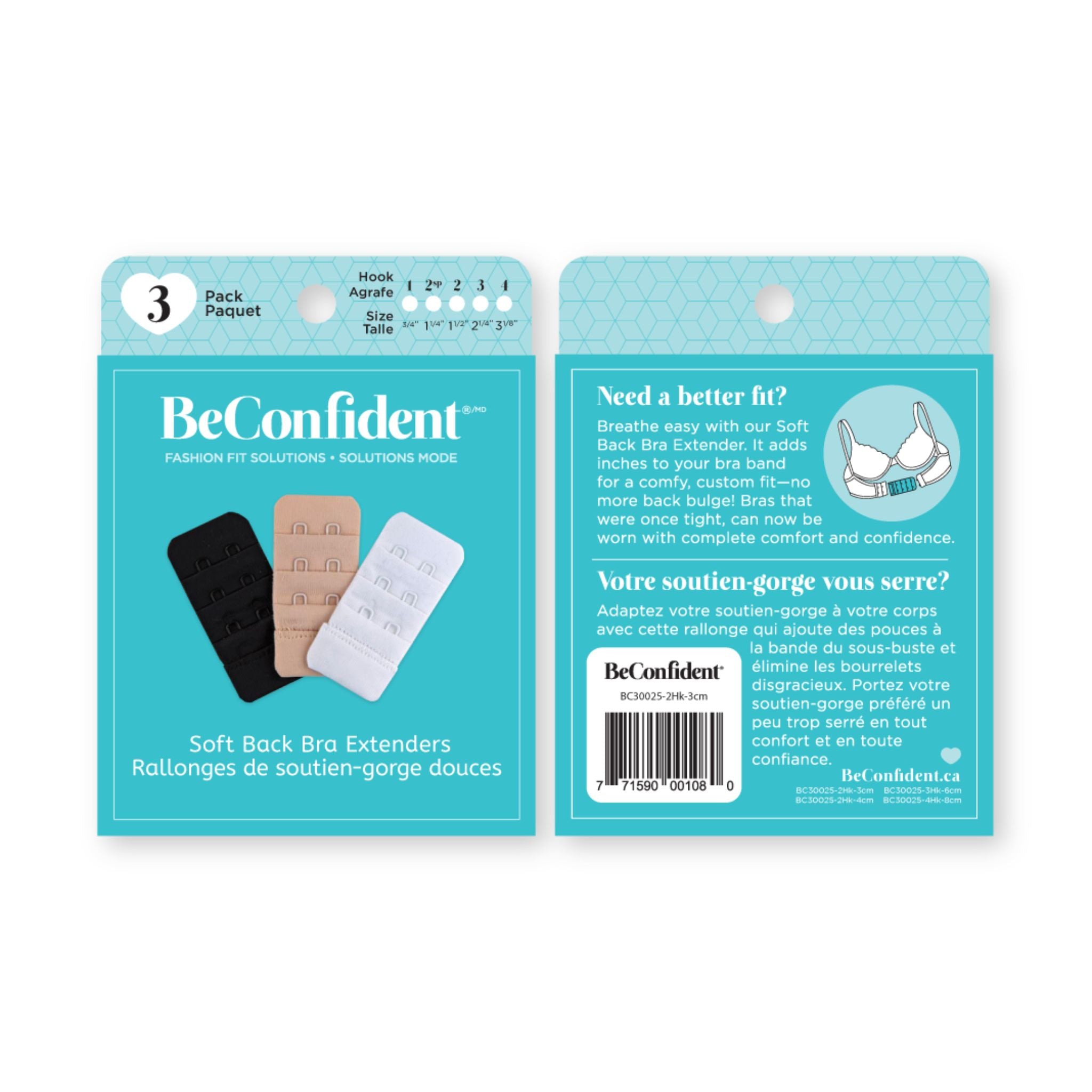 Breathe easy with our Soft Back Bra Extenders. It adds inches to your bra band for a comfy, custom fit — no more back bulge! Bras that were once tight, can now be worn with complete comfort and confidence.