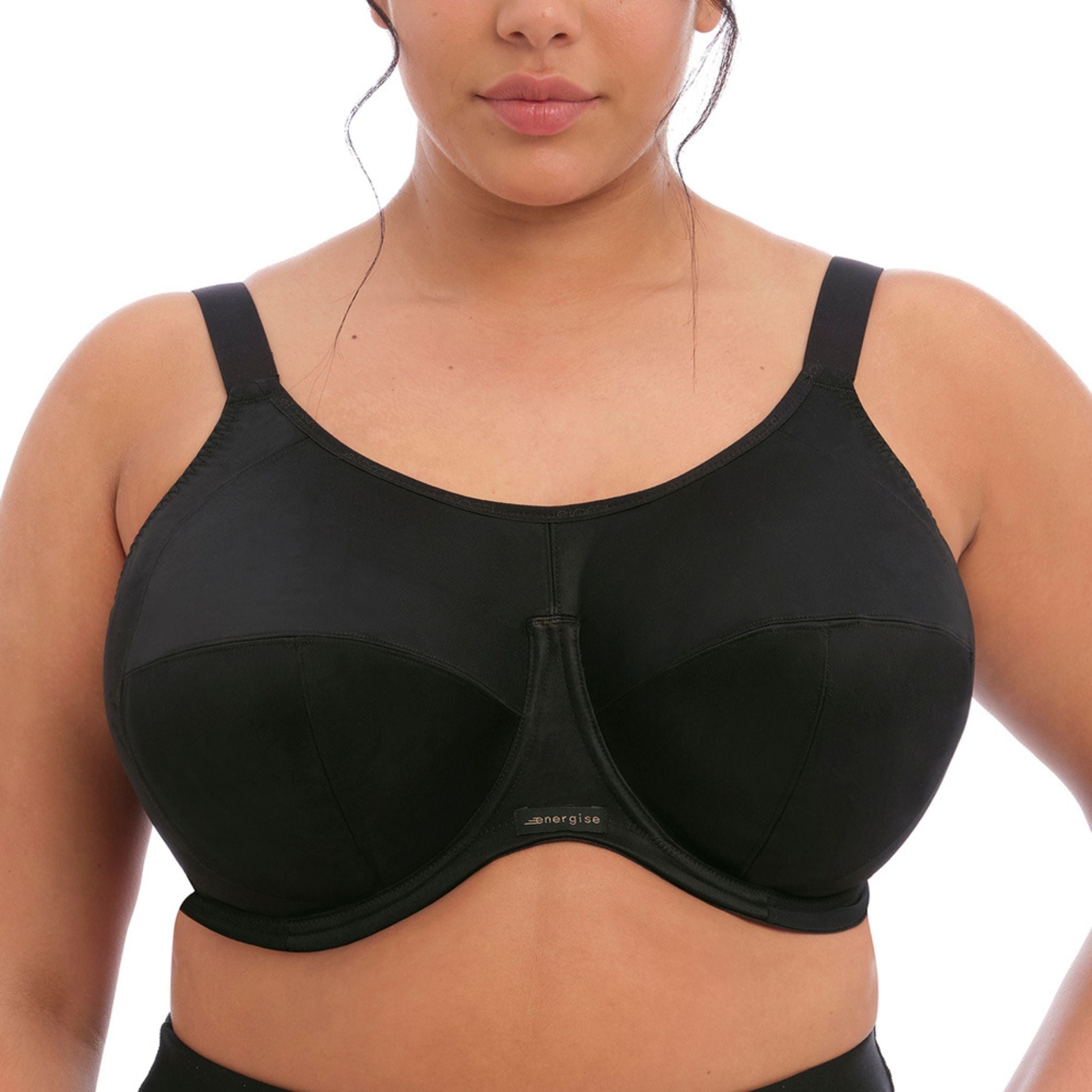 Achieve your goals in Elomi's Energise Sports Bra, featuring a unique non-compression design with side support that is perfect for high impact activity. Complete with a clever J-hook fastening to offer added support in a racerback style.