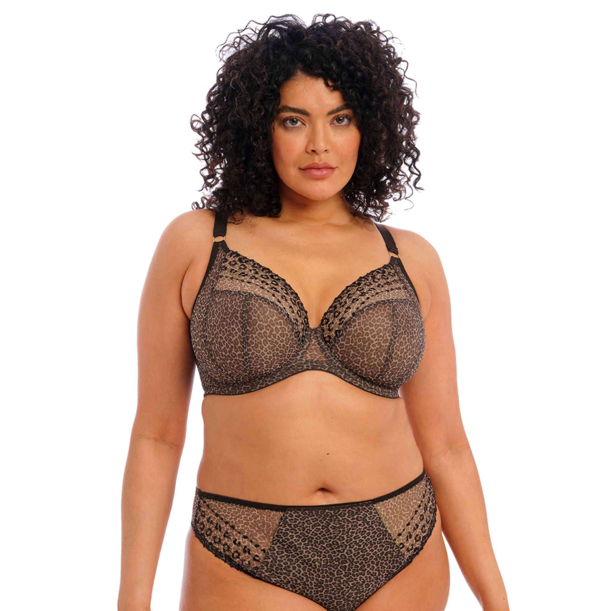 Discover Elomi's signature Matilda Plunge Bra. Designed with decorative dot embroidery, supportive sectioned cups and a beautiful plunge shape. Low centre front gives plunge without push up Three section cup plus side support panel for forward shape, uplift and separation Elasticated neck edge for ease of fit Flexible back sweep construction allows easier adjustment to racer back with moveable J Hook Ring detail at apexes