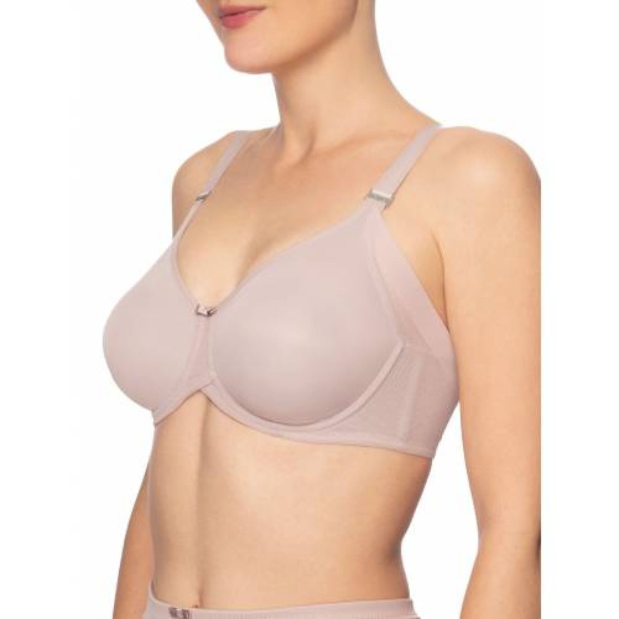 The Felina 208222 Minimizer Bra with Underwire is an ideal bra for women with larger breasts. Thanks to the mesh, which covers the entire underbust circumference and ends under the armpits, the breasts will not be able to escape on the sides of the bra. The straps are delicate, strong and regulated. The material on the cups is double and smooth. Felina logo visible on the tip of the cups.