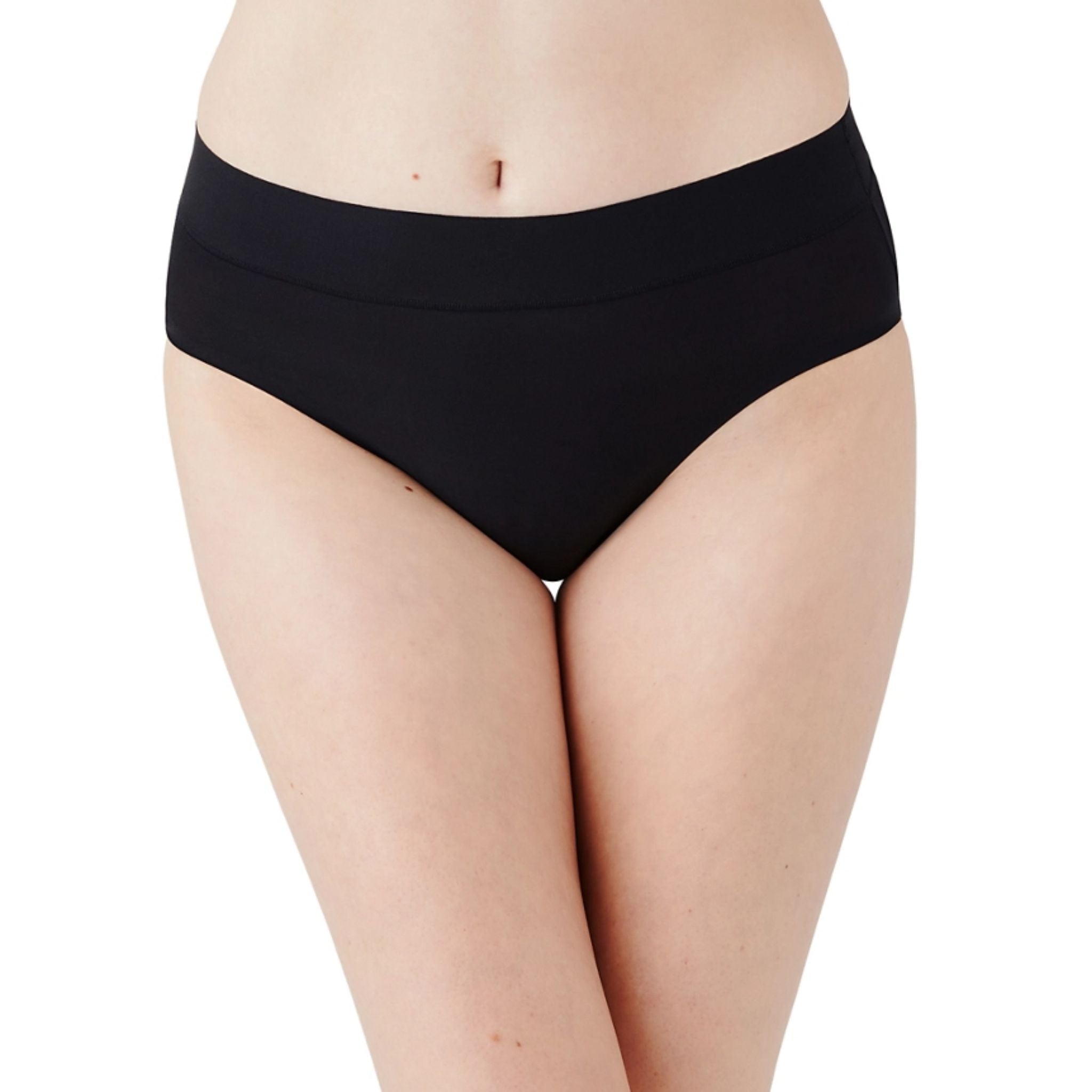 Uncomplicated and oh-so comfy, this easy-to-wear panty has an elastic-free waistband that won't pinch or dig and virtually vanishes under your clothes, making it the perfect start to any outfit. Hipster Wide, elastic-free waistband won't pinch or dig and provides a smooth look under clothes Bonded leg openings eliminate panty lines Cotton gusset Fabric content: Body: 79% Nylon/21% Spandex, Crotch Lining: 100% Cotton