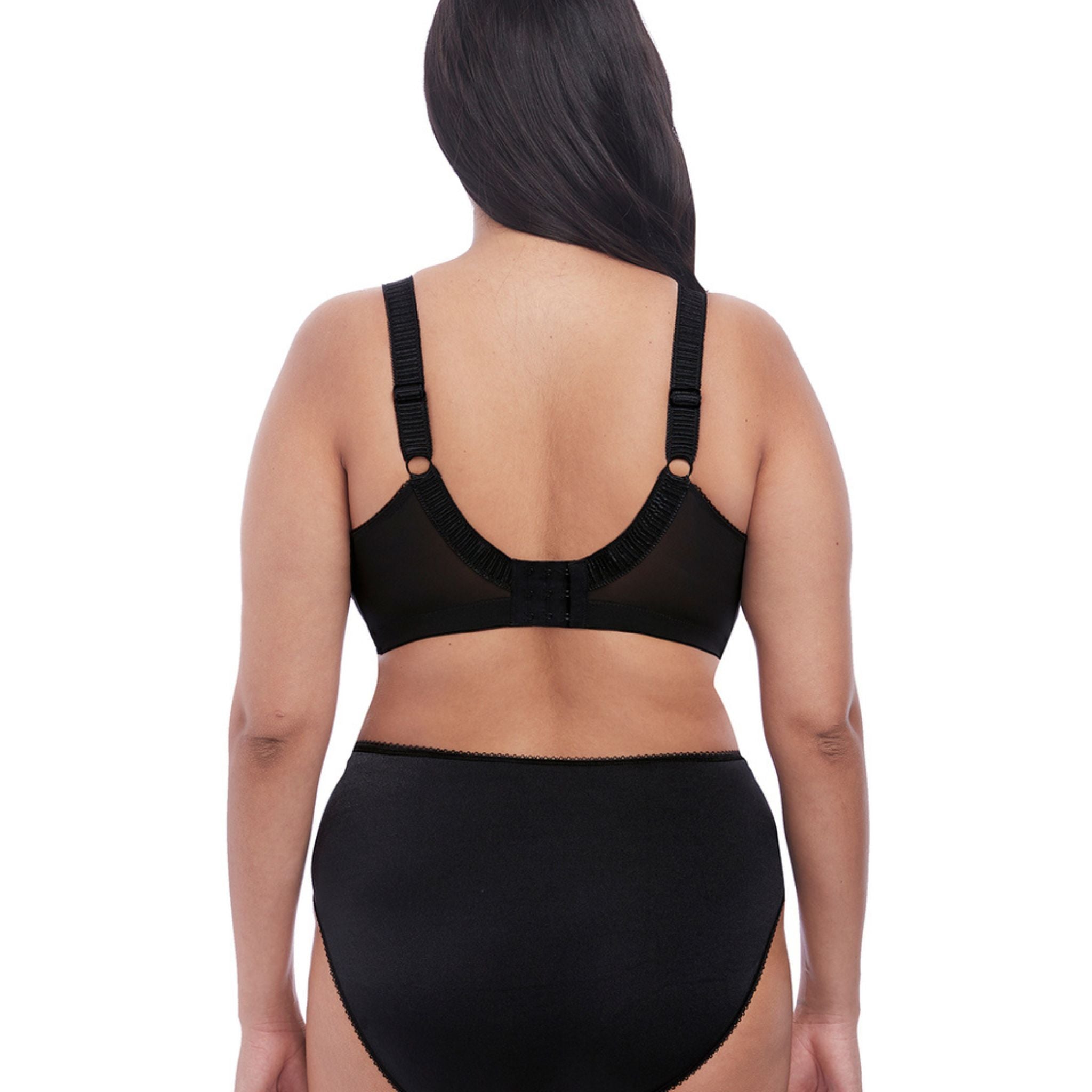 Build the perfect foundations with the signature Cate Soft Cup Bra in a sophisticated Black colourway. The elegant style combines sheer embroidery, soft satin cups and a chic arc design for a flattering look. A wide elastic under band and flexible side boning offers anchorage and support, while the three-piece cup provides perfect forward shaping, uplift and separation in cup sizes B - G.