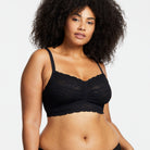 Finally, a bralette designed for fuller cup sizes! Sized like a bra with band and cup sizes, the lace Bralette was designed to support women with larger busts and smaller backs. Wire-free and made with smooth floral lace, this bralette also features convertible straps that can be styled classic or crisscross to complement your look for the day.