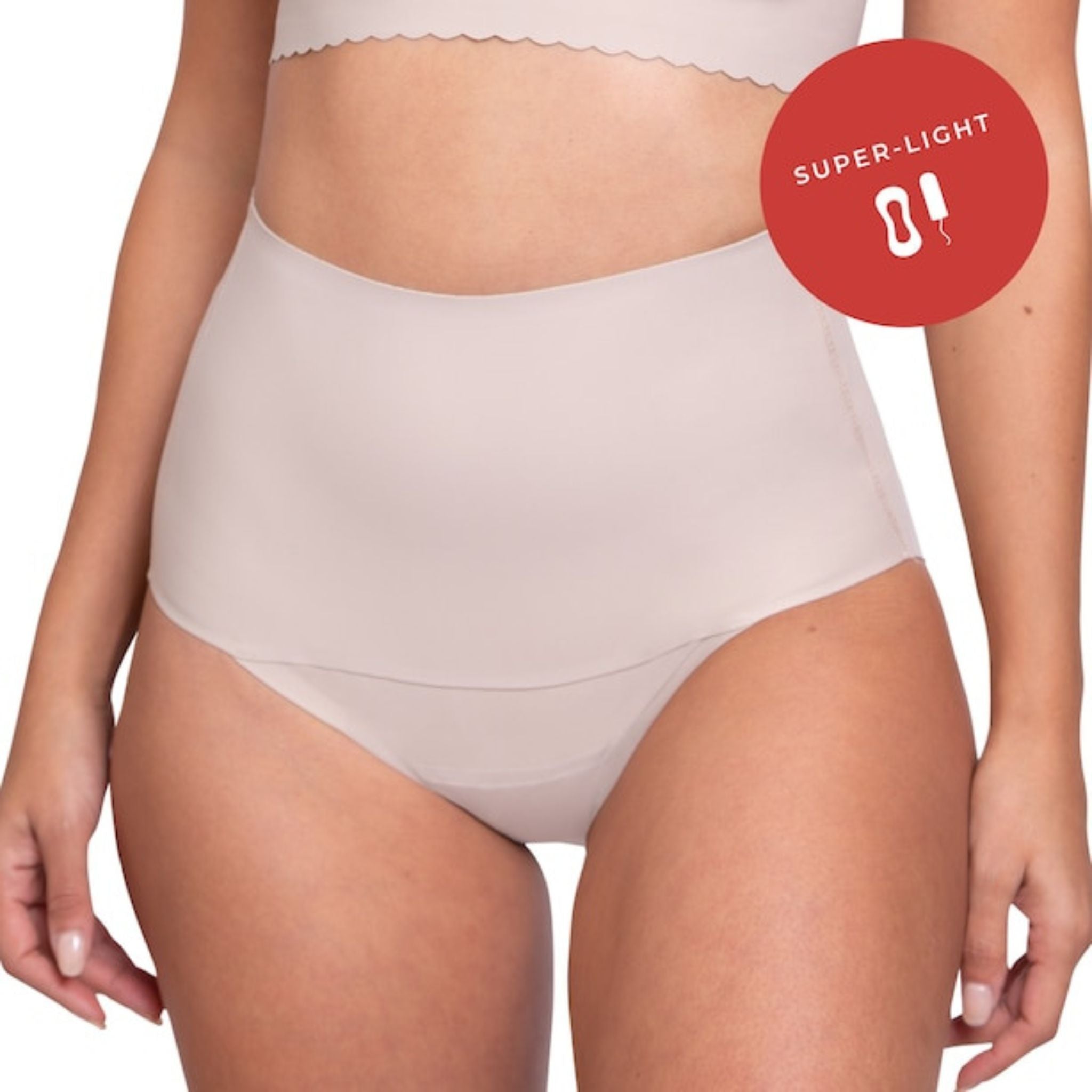 Undies built for *that time* of the month - or any time. Buttery-soft, breathable fabric featuring targeted compression to ease period discomfort and smooth bloating. Bonded edges make these undies invisible under clothes to help you look and feel your best, while a thin leak-resistant gusset keeps you protected.