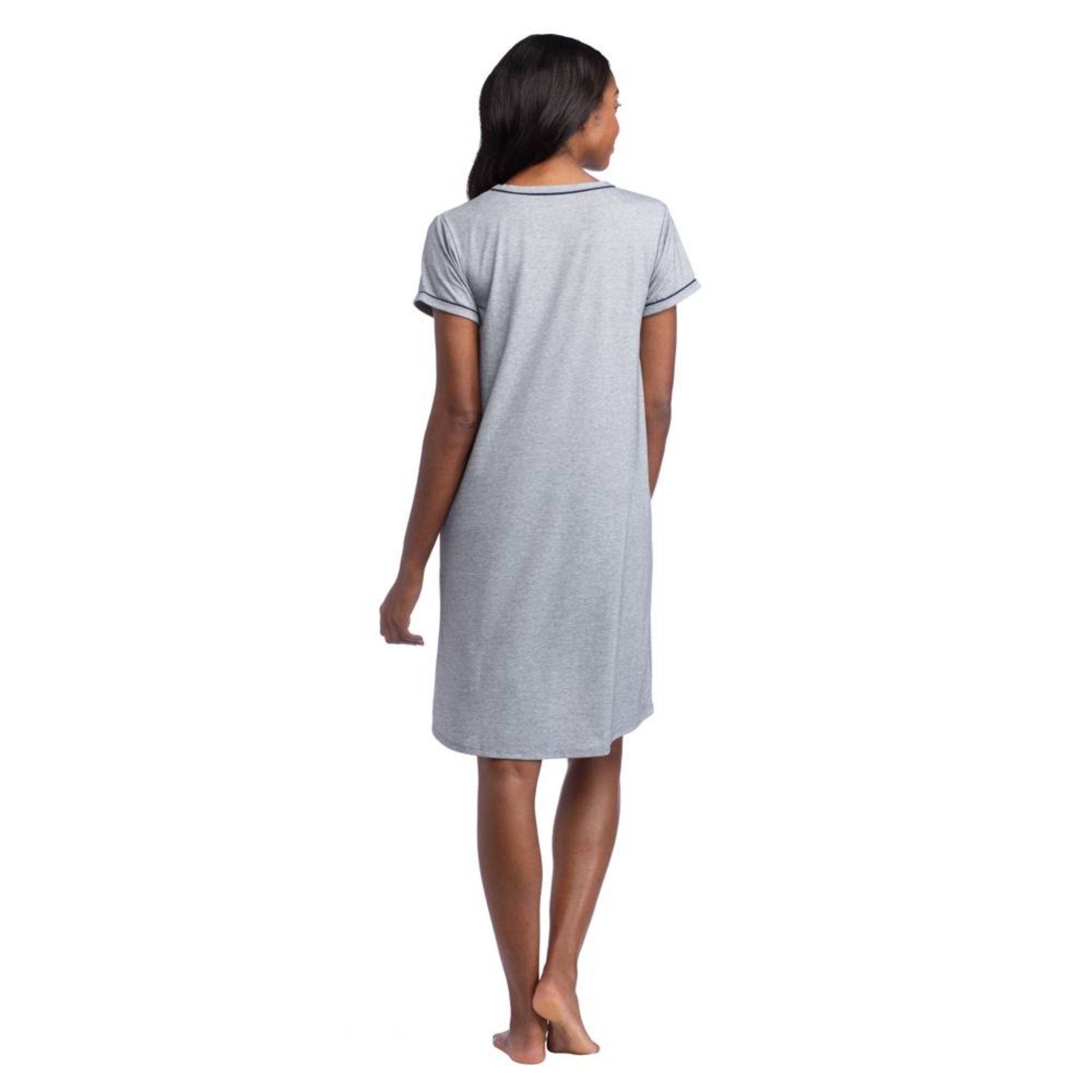 Softies 36” Cali Sleep Shirt with Colored Trim is cozy beyond belief! You’ll fall in love night after night with its elegantly crafted style, including the oh-so-sweet contrast piping on the scoop neckline and short sleeves. It's just-above-the-knee hemline creates a special sway and flow you can't get from an ordinary nightgown. 