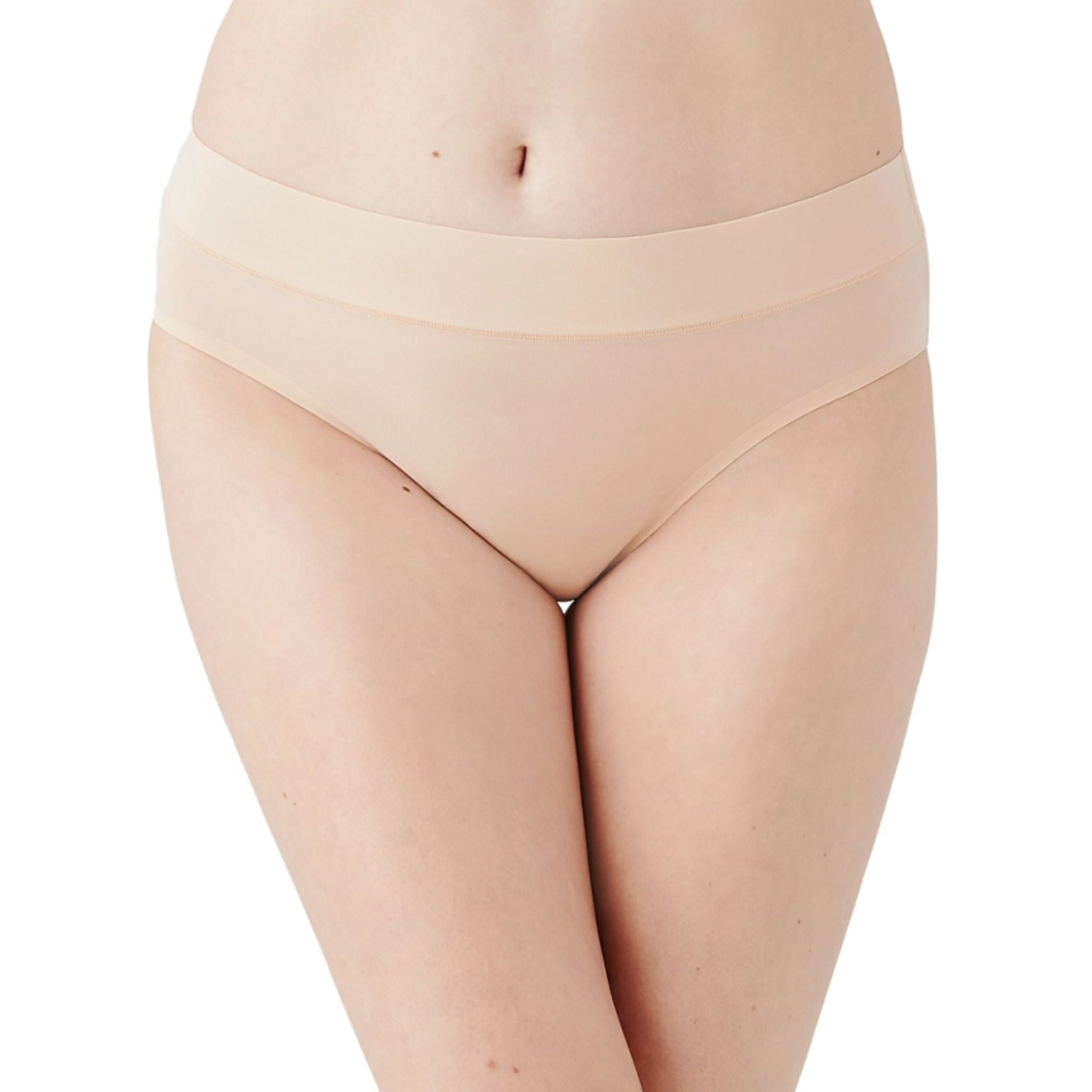 Uncomplicated and oh-so comfy, this easy-to-wear panty has an elastic-free waistband that won't pinch or dig and virtually vanishes under your clothes, making it the perfect start to any outfit.   Hipster Wide, elastic-free waistband won't pinch or dig and provides a smooth look under clothes Bonded leg openings eliminate panty lines Cotton gusset  Fabric content: Body: 79% Nylon/21% Spandex, Crotch Lining: 100% Cotton